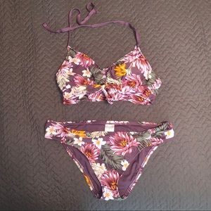 Kona Sol Purple Floral Bikini